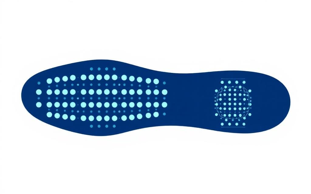 Diagram of pressure sensor points distributed across the insole